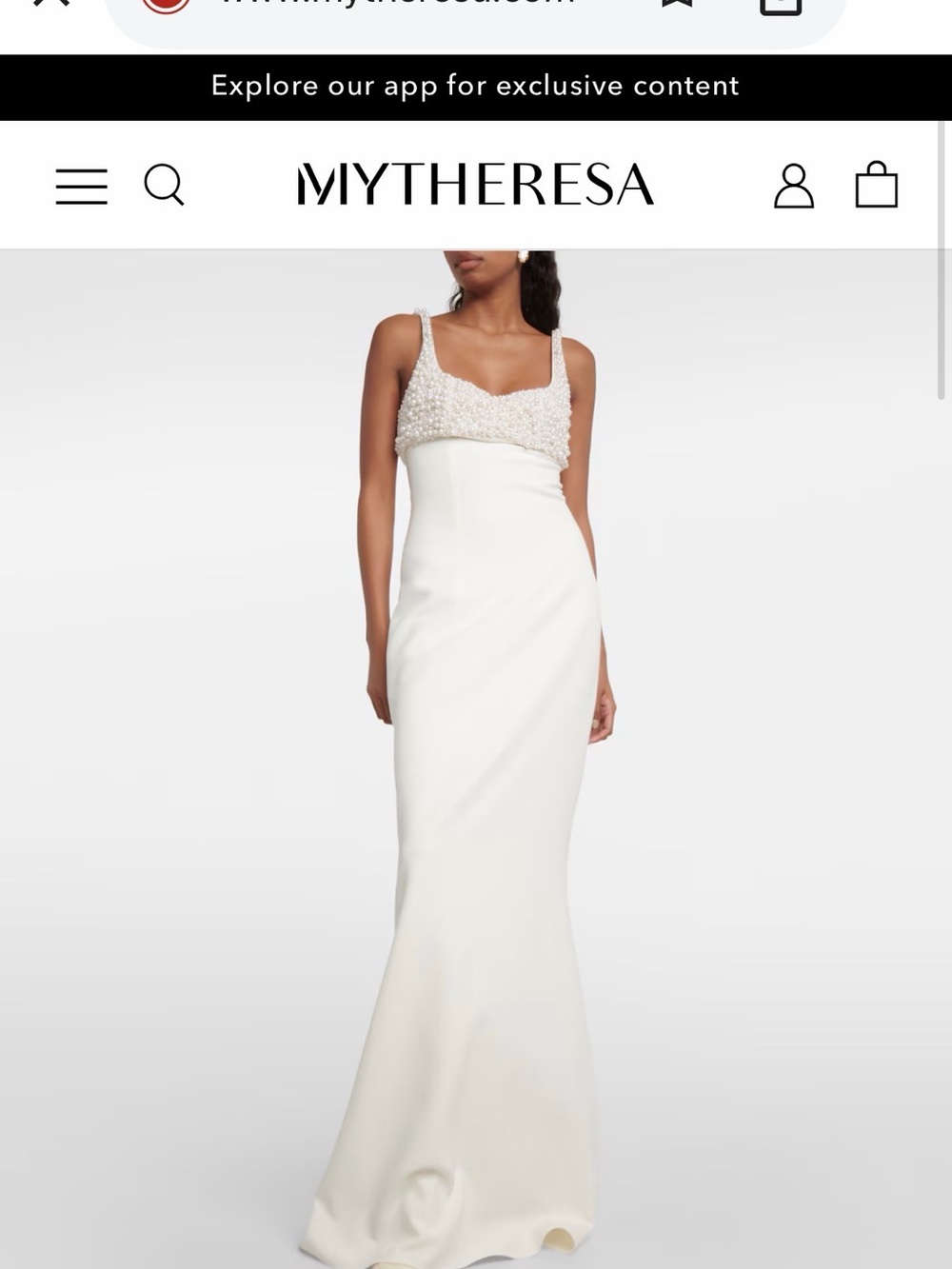 Safiyaa XS Gown bridal White Pearl-Embellished Evening Gown